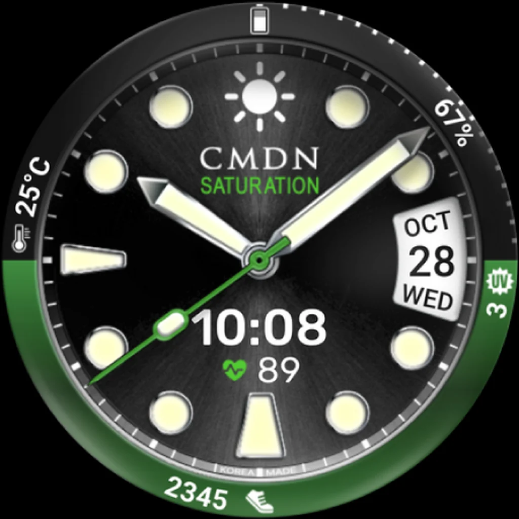 Digital Diver — Black · green bezel