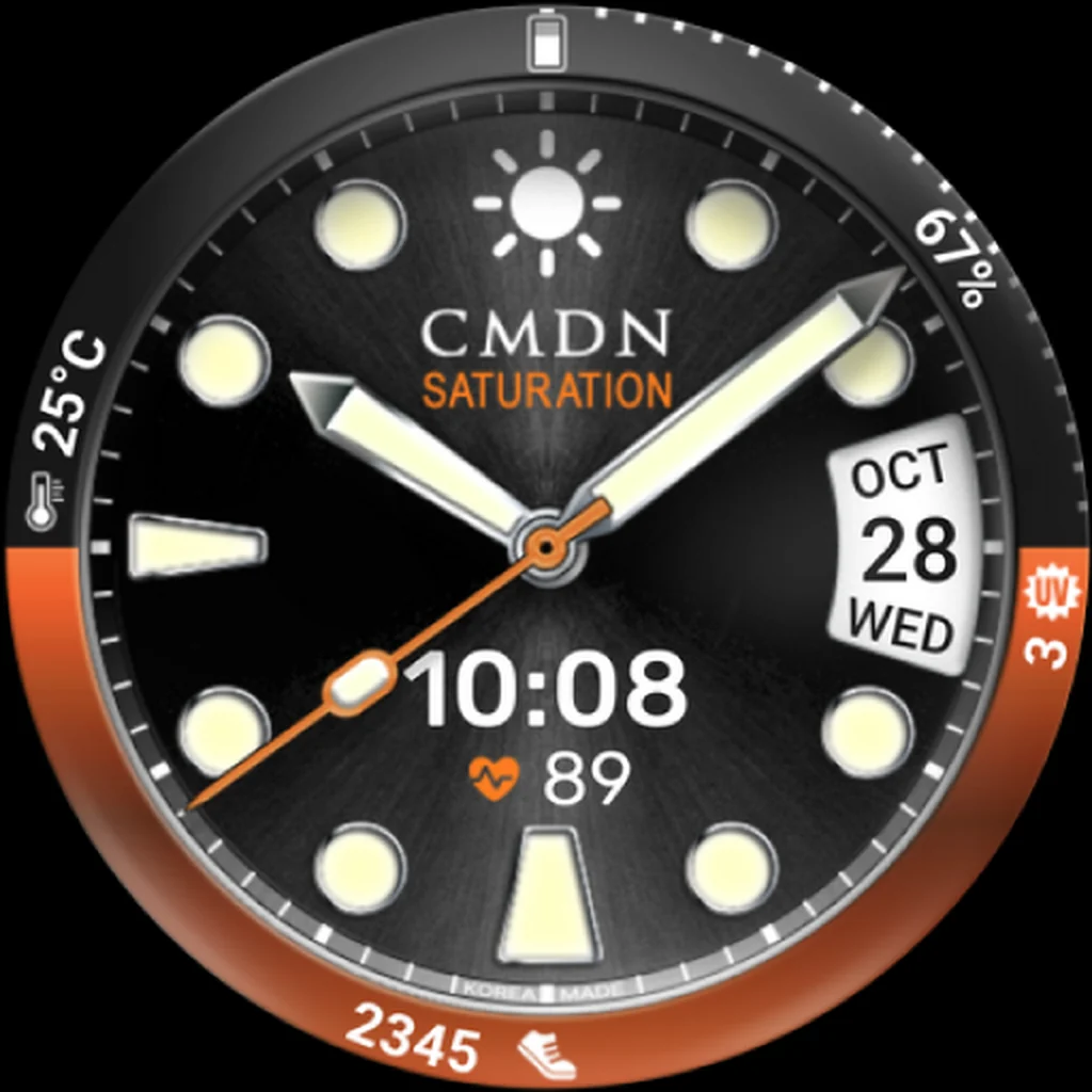 Digital Diver — Black · orange bezel