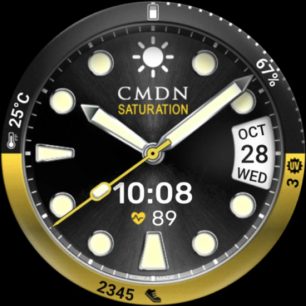 Digital Diver — Black · yellow bezel