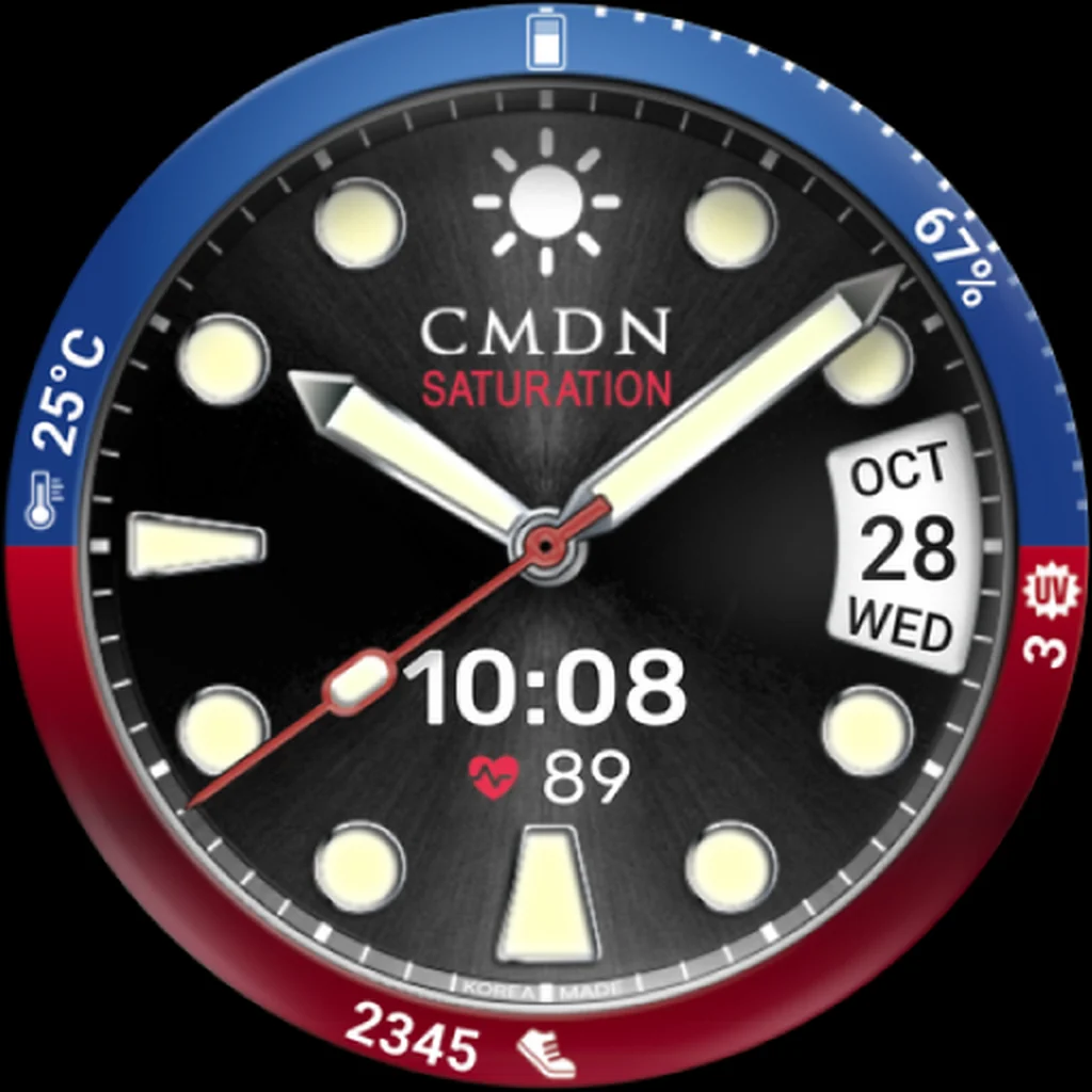 Digital Diver — Blue · red bezel
