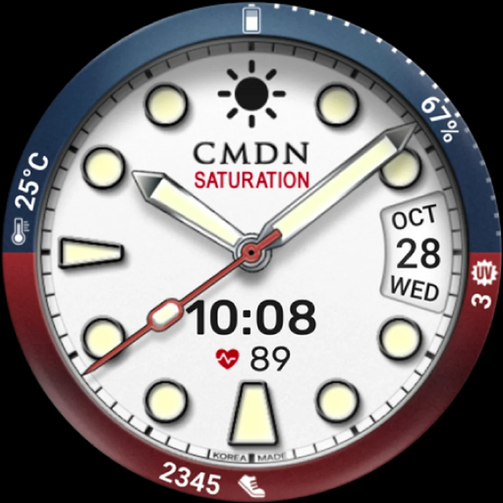 Digital Diver — White dial · blue · red
