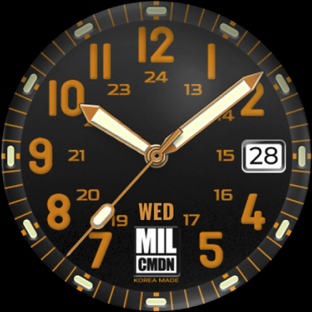 24H Military — Black · Orange squared numerals