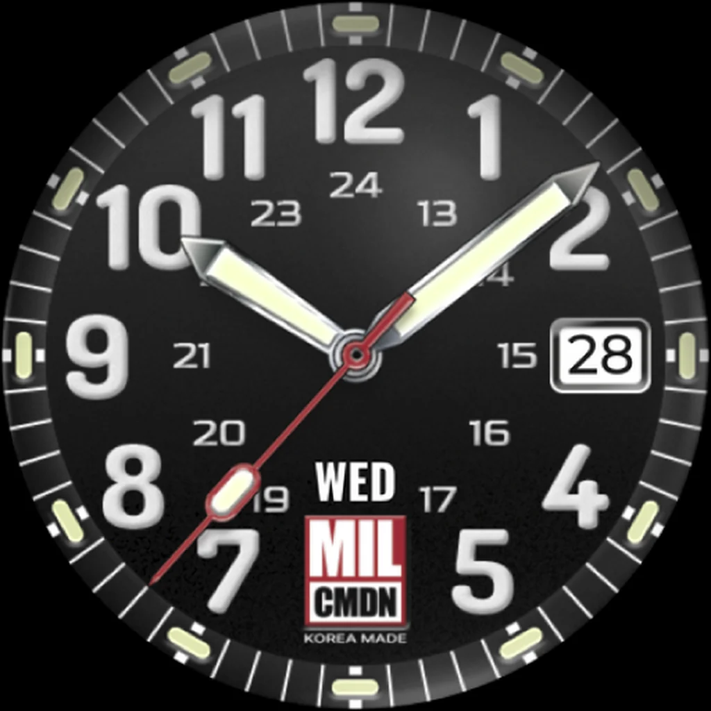 24H Military — Black · White numerals