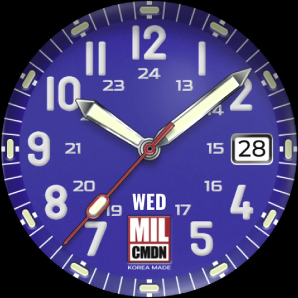 24H Military — Blue · White squared numerals