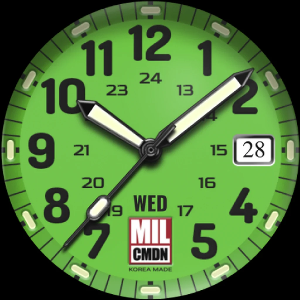 24H Military — Light green · Black numerals