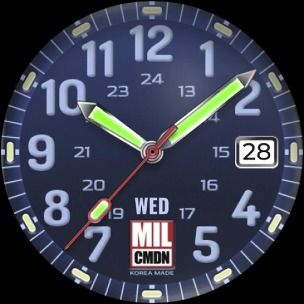 24H Military — Navy · Sky blue numerals
