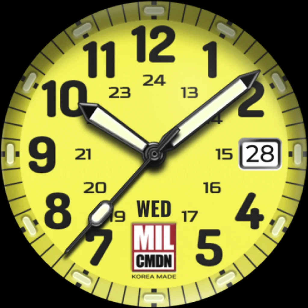 24H Military — Yellow · Black numerals