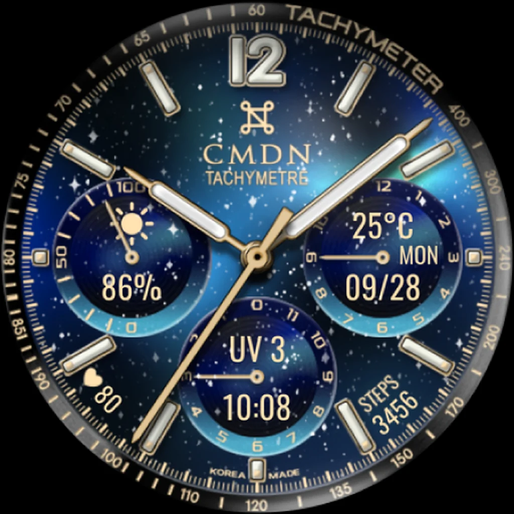 Starry Night Chrono — Night-sky blue · Gold
