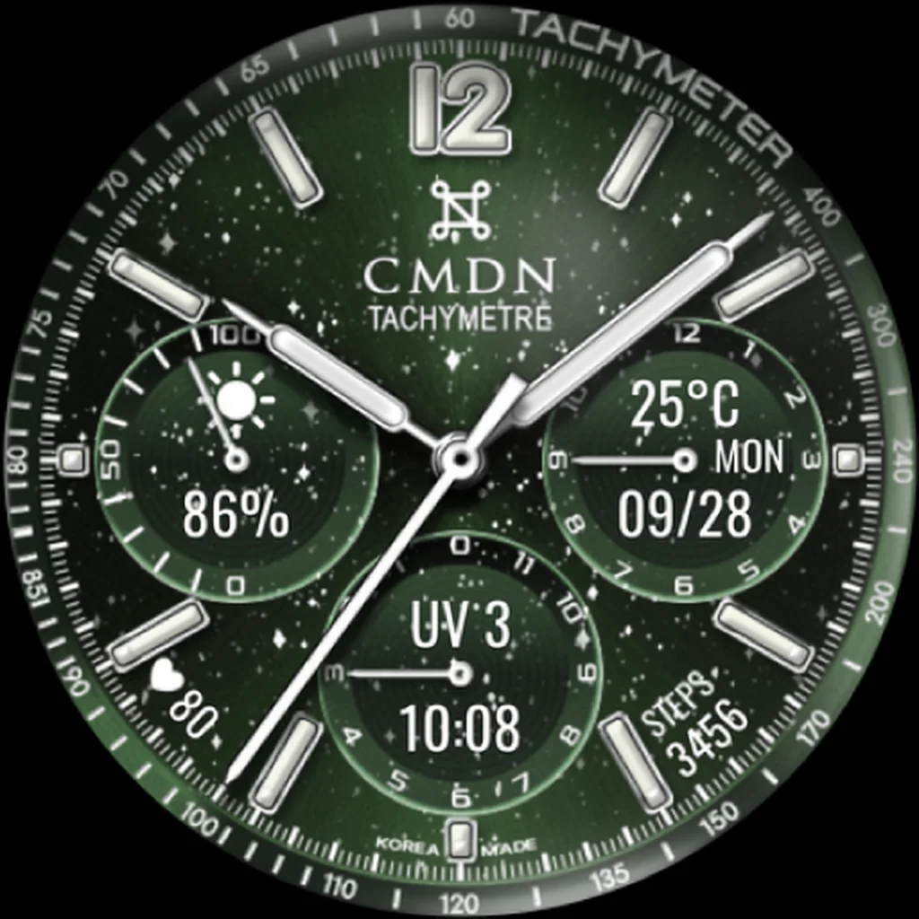Starry Night Chrono — Green · Silver