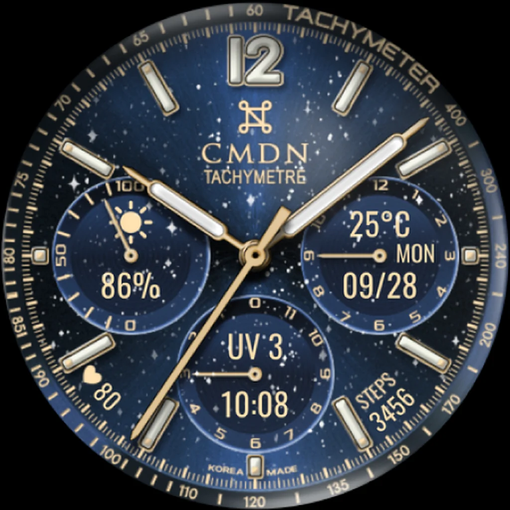 Starry Night Chrono — Navy · Gold